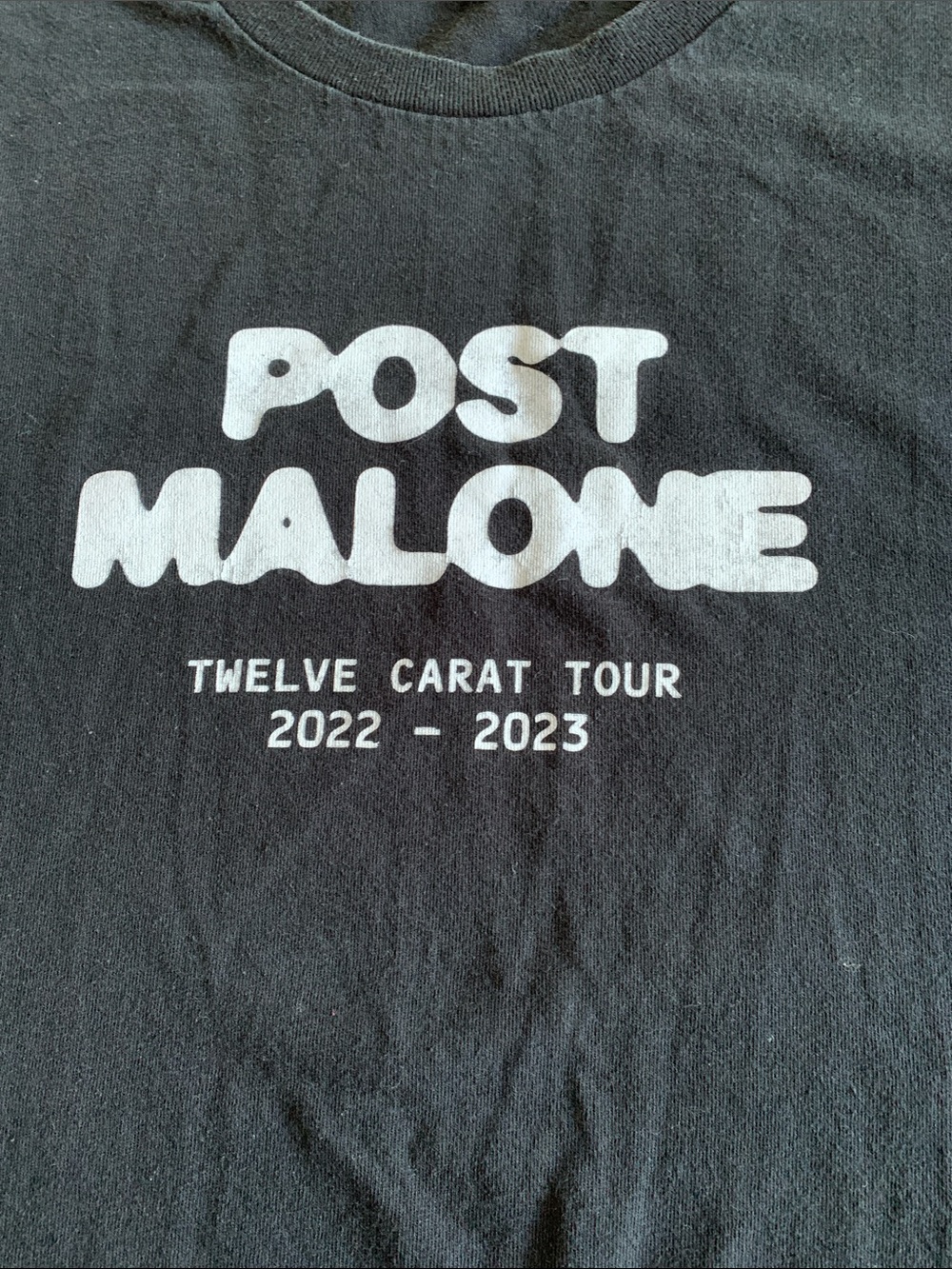 Post Malone convert T shirt Black Graphic Tour Tee with Bold White Text